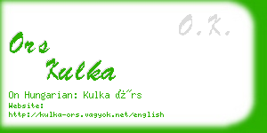 ors kulka business card